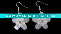 White plastic pattern earrings