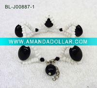 Wholesale Two-color heart-shaped beads & ceramic bracelet