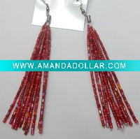 Bohemian coral charm earring