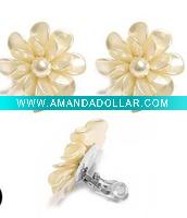double row petal design pearl earring
