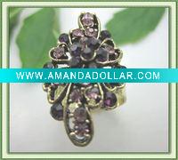 fashion antique gold flower shape diamond rings jewelry