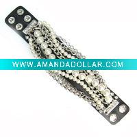 Wholesale fashion men real leather bracelet