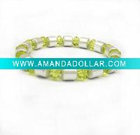 Wholesale Black/white Magnetic hematite bracelets / bangles, colorful plastic beads bracelets, Fashion healthy jewelry