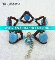 Wholesale lucky sky-blue heart-shaped beads & ceramic bracelet