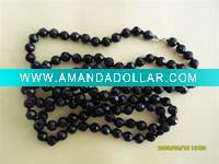 Black Glass Faceted Bead Necklace