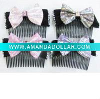 fabric bow hair comb clip