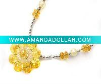Wholesale shiny sunflower handmade necklace with yellow cz stone