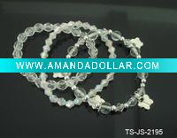 Wholesale POPULR KIDS' BEADED BRACELET SETS W/ PLASTIC SILVER BUTTERFLIES IN CLEAR COMBINATION