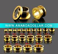 Wholesale Gold Anodized Screw Fit Ear Flesh Tunnel