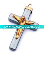 Wholesale Hematite Cross pendant CYP00003H-G,Gold Jesu Hematite Cross pendant, Silver Jesu Hematite Cross Pendant