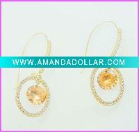 Wholesale glass stone earring,fashion gold plated earring
