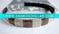 Wholesale Stripe Bugled Glass Beads Headbands Girls Ladies Headbands