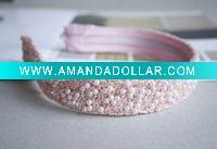 Wholesale Wire Pearls Fabric Beads Elastic Headbands Girls Ladies Headbands