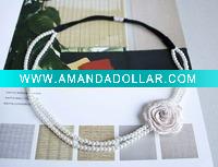 Wholesale Pearls Kntting Flower Elastic Headbands Girls Ladies Headbands