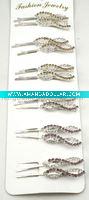 Wholesale Metal Hair Crossed S Shape Clips with Stone, Hair Accessories, Hair Jewelry