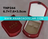Red PU Earring Box