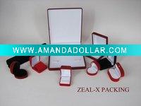 Wholesale flocked delicate red square shape jewellery box
