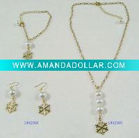 Wholesale 2011 Fashion pearl beaded snow pandent necklaces set