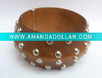 rivet wood bracelet