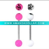 Wholesale fashion Chinese Love logo UV tongue ring body piercing jewelry