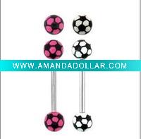 Wholesale high quality UV soccer logo body barbell jewelry acrylic tongue piercing