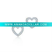 Wholesale silver earrings supplier heart earrings diamond earrings