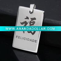 Wholesale stainless steel pendant-bless and Chinese Charater