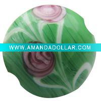Wholesale pink flower design handmade glass beads RY002943