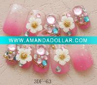 Wholesale Rhinestone DECORATED PINK COLOR NAIL ART TIP