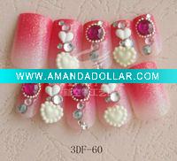 Wholesale Rhinestone DECORATED PINK COLOR NAIL ART TIP