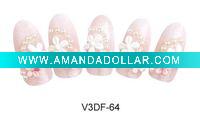 PB001-3DF OVAL CRYSTAL FLOWER NAIL