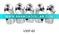 Wholesale PB001-3DF OVAL CRYSTAL FLOWER NAIL