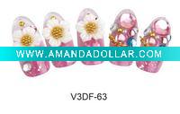 PB001-3DF OVAL CRYSTAL FLOWER NAIL