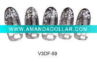 PB001-3DF OVAL CRYSTAL FLOWER NAIL