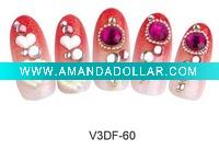 PB001-3DF OVAL CRYSTAL FLOWER NAIL