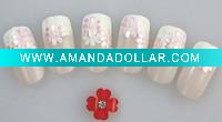 24pcs pink flower white tip bare nail kit