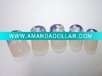 24tips blue white daffodil tip artificial nail kit
