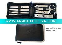 Wholesale Stainless steel manicure kit with black PU case
