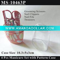 Wholesale (MS-10463P) Manicure Set/Pedicure Tools 4 pcs set with Pattern Case