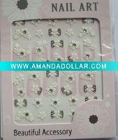 Wholesale fashion design flower bowknot with jewelry 3D nail art sticker, nail decoration