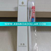 Disposable hotel toothbrush toothpaste