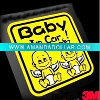 High-quality reflective baby in car sticker