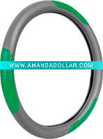 Wholesale Green+Grey PVC leather steering wheel cover