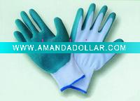 Wholesale coated green natural latex working glove