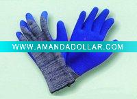 Wholesale coated blue natural latex glove
