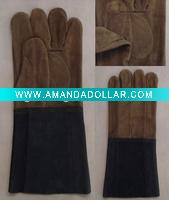 Coffee Cow split Leather welding glove 14"