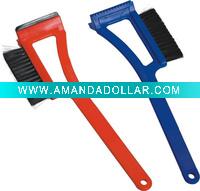 Snow brush with rubber blade and ice chisel