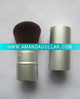 Wholesale matt silver nylon hair retractable cosmetic brush
