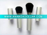 Wholesale goat hair silver retractable powder brush