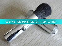 Wholesale shinny silver retractable powder brush